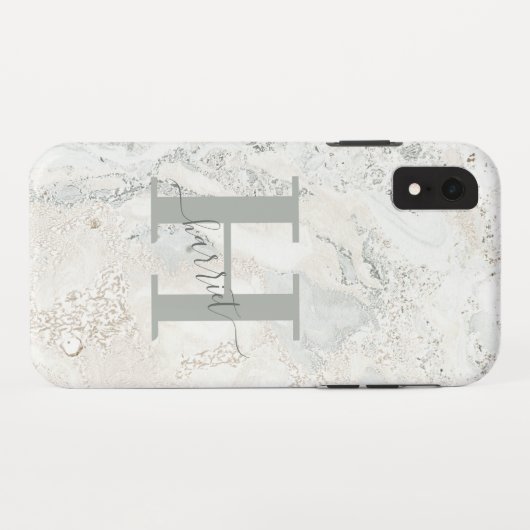 Coques Case-Mate iPhone Caractère graphique gras marbre initial (Dos (Horizontal))