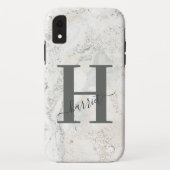 Coques Case-Mate iPhone Caractère graphique gras marbre initial (Dos)