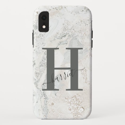 Coques Case-Mate iPhone Caractère graphique gras marbre initial (Dos)