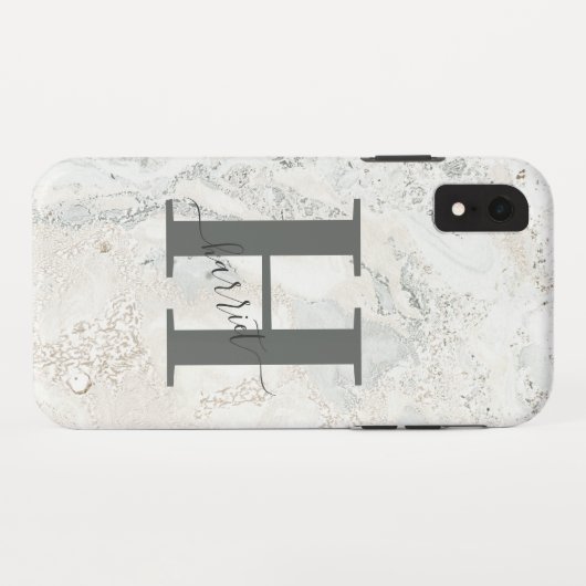 Coques Case-Mate iPhone Caractère graphique gras marbre initial (Dos (Horizontal))