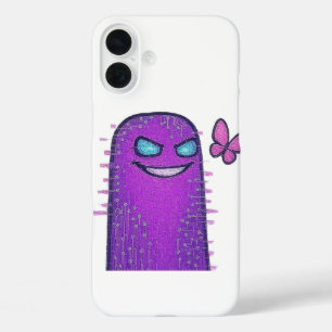 Coques iPhone 16 Plus Caractère numérique avec papillon néon Cyberpunk