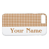 Coques Case-Mate iPhone Caramel Moderne Houndstooth avec nom (Dos (Horizontal))