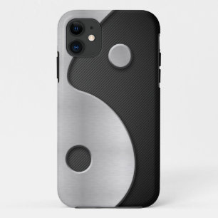 Coques Pour iPhone Carbone abstrait de Yin Yang et caisse en métal 4