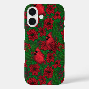 Coques iPhone 16 Cardinaux et poinsettia pour Noël