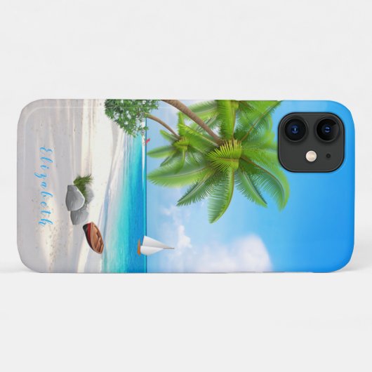 Coques Case-Mate iPhone Caribbean Beach Illustration Nom Modèle (Dos (Horizontal))