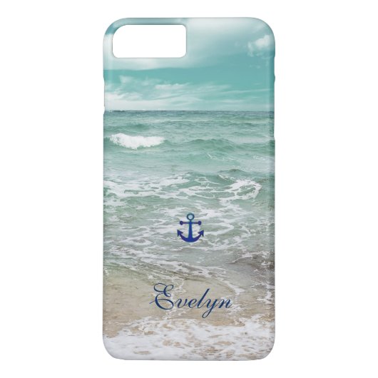 Coques Case-Mate iPhone Caribbean Ocean Beach Voir l'Ancre Monogramme (Dos)