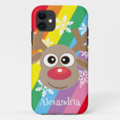 Coques Case-Mate iPhone Caricature Cute Reindeer Christmas Fun Rainbow (Dos)