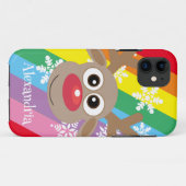 Coques Case-Mate iPhone Caricature Cute Reindeer Christmas Fun Rainbow (Dos (Horizontal))