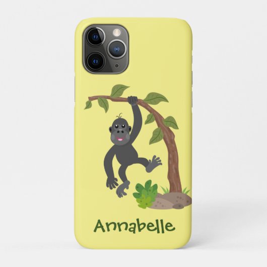 Coques Case-Mate iPhone Caricature de bébé gorille joyeux (Dos)