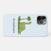 Coques Case-Mate iPhone Caricature de dinosaure de brontosaurus vert migno (Dos (Horizontal))