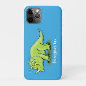 Coques Case-Mate iPhone Caricature de dinosaure de triceratops vert mignon (Dos)