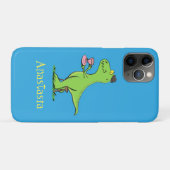Coques Case-Mate iPhone Caricature de dinosaure vert t rex (Dos (Horizontal))