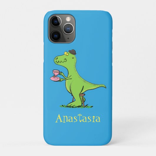 Coques Case-Mate iPhone Caricature de dinosaure vert t rex (Dos)