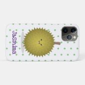 Coques Case-Mate iPhone Caricature de durian joyeux (Dos (Horizontal))