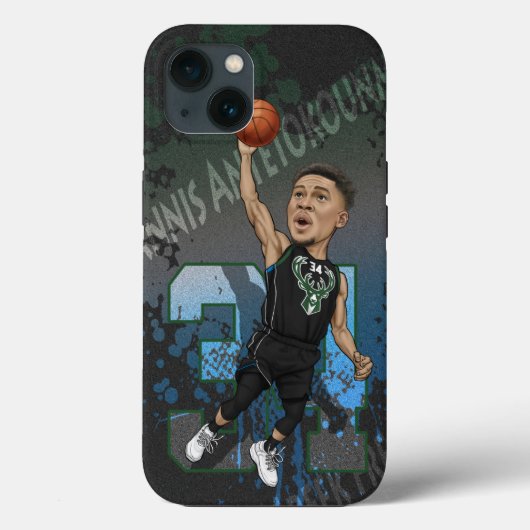 Coques Case-Mate iPhone Caricature de Giannis Antetokounmpo (Verso)