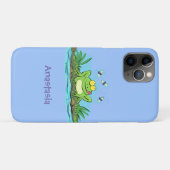 Coques Case-Mate iPhone Caricature de grenouille vert mignon (Dos (Horizontal))