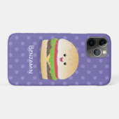 Coques Case-Mate iPhone Caricature de hamburger kawaii joyeux (Dos (Horizontal))