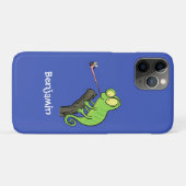 Coques Case-Mate iPhone Caricature de lézard de caméléon vert joyeux (Dos (Horizontal))