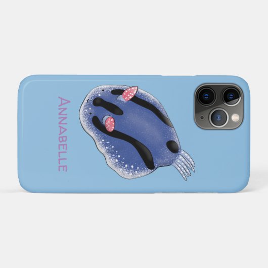 Coques Case-Mate iPhone Caricature de nudibranche bleu mignon (Dos (Horizontal))