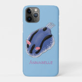 Coques Case-Mate iPhone Caricature de nudibranche bleu mignon (Dos)