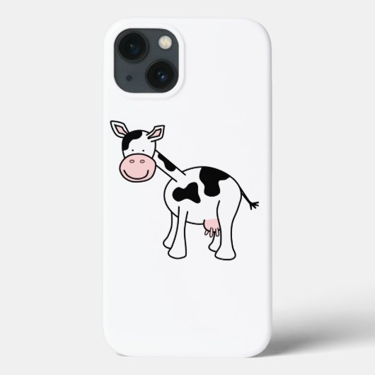 Coques Case-Mate iPhone Caricature de vache noire et blanche. (Verso)