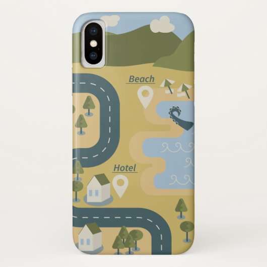 Coques Case-Mate iPhone Caricature élégante paysage carte de voyage (Dos)