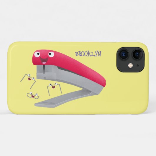 Coques Case-Mate iPhone Caricature en agrafeuse rouge pâle (Dos (Horizontal))