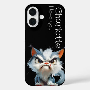 Coques iPhone 16 Caricature gris mignon nom des chats