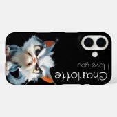 Coques Case-Mate iPhone Caricature gris mignon nom des chats (Verso (horizontal))