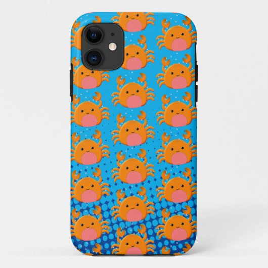 Coques Case-Mate iPhone Caricature mignonne Crabe Bébé Bleu Océan (Dos)