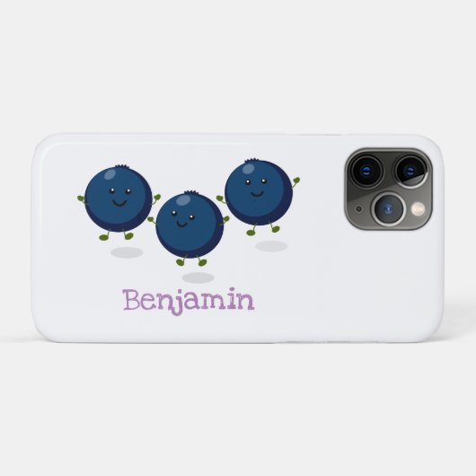 Coques Case-Mate iPhone Caricature mignonne de bleuets violets (Dos (Horizontal))