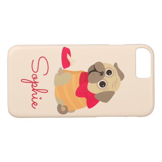 Coques Case-Mate iPhone Carlin chien mignon nom personnalisé (Dos (Horizontal))