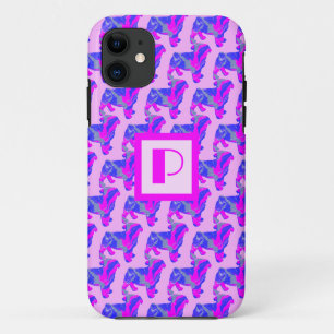Case-Mate iPhone Case Carlin Chien rose et bleu Silhouette Monogramme