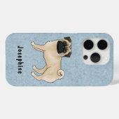 Coques Case-Mate iPhone Carlin Faune Mops Joli Dessin Chien Avec Nom Perso (Verso (horizontal))