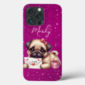 Coques Case-Mate iPhone Carlin Valentine's Day Carlin personnalisé Puppy L (Verso)