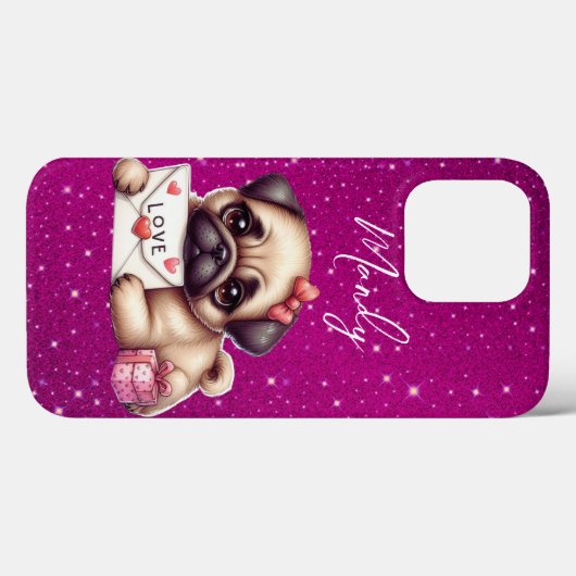 Coques Case-Mate iPhone Carlin Valentine's Day Carlin personnalisé Puppy L (Verso (horizontal))