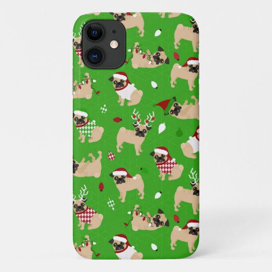 Coques Case-Mate iPhone Carlins de Noël Vert (Dos)