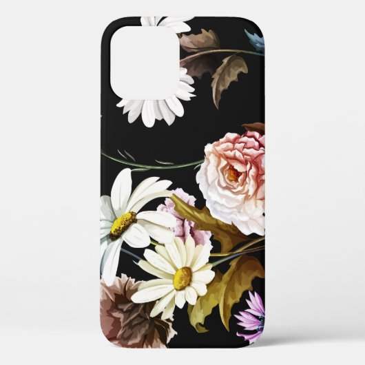 Coques Case-Mate iPhone Carnation, fleurs de camomille, motif noir. (Verso)