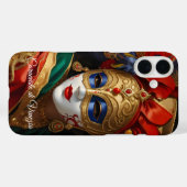 Coques Case-Mate iPhone Carnaval de Venise masque or rouge bleu (Verso (horizontal))