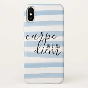 Coque iPhone X Carpe le Motif de bande bleue Diem f