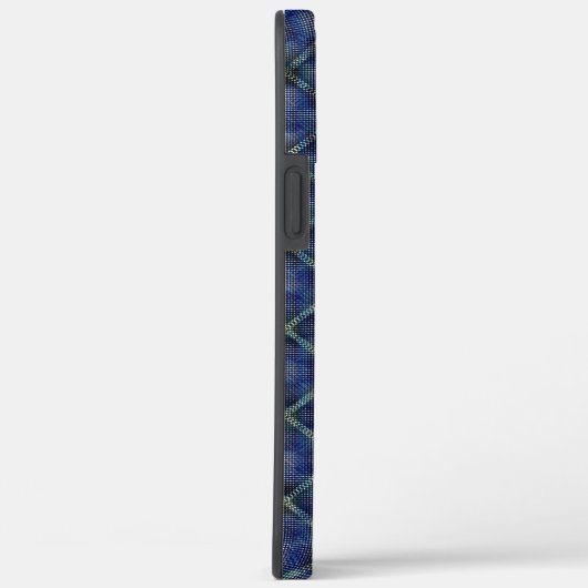 Coques Case-Mate iPhone Carré à damiers bleu avec points pixélisés (Verso / Droite)