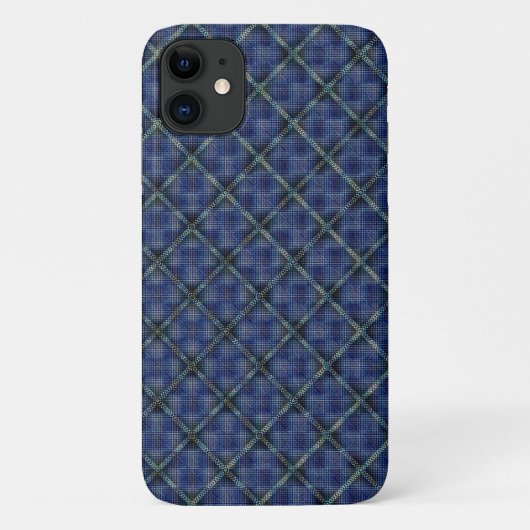 Coques Case-Mate iPhone Carré à damiers bleu avec points pixélisés (Dos)