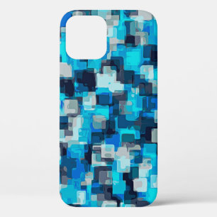 Case-Mate iPhone Case carré bleu et noir motif abstrait arrière-plan a
