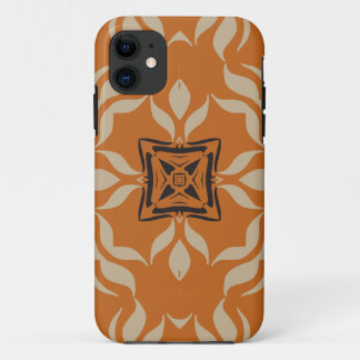 Coques Pour iPhone Carré Kaleidoscope, Orange Tan Brown