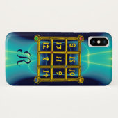 Coques Case-Mate iPhone CARRÉ MAGIC 33 MONOGRAM Turquoise, Aqua Blue Turqu (Dos (Horizontal))