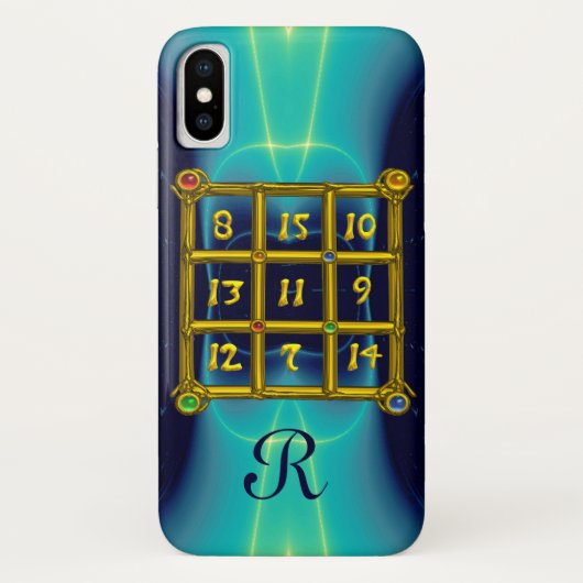 Coques Case-Mate iPhone CARRÉ MAGIC 33 MONOGRAM Turquoise, Aqua Blue Turqu (Dos)