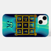 Coques Case-Mate iPhone CARRÉ MAGIQUE 33 MONOGRAM Turquoise, Aqua Blue Tur (Verso (horizontal))