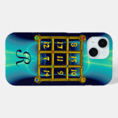 Coques Case-Mate iPhone CARRÉ MAGIQUE 33 MONOGRAM Turquoise, Aqua Blue Tur (Verso (horizontal))