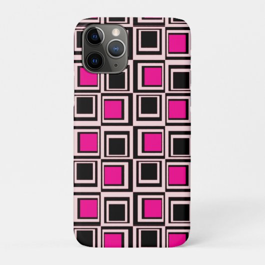 Coques Case-Mate iPhone Carré moderne, rose clair, rose chaud et noir (Dos)