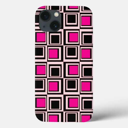 Coques Case-Mate iPhone Carré moderne, rose clair, rose chaud et noir (Verso)